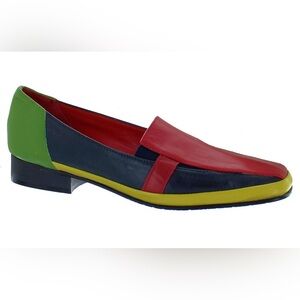 Amalfi size 8.5 Women’s Leather Loafers Italy Color Blocking Rare Y2K Retro